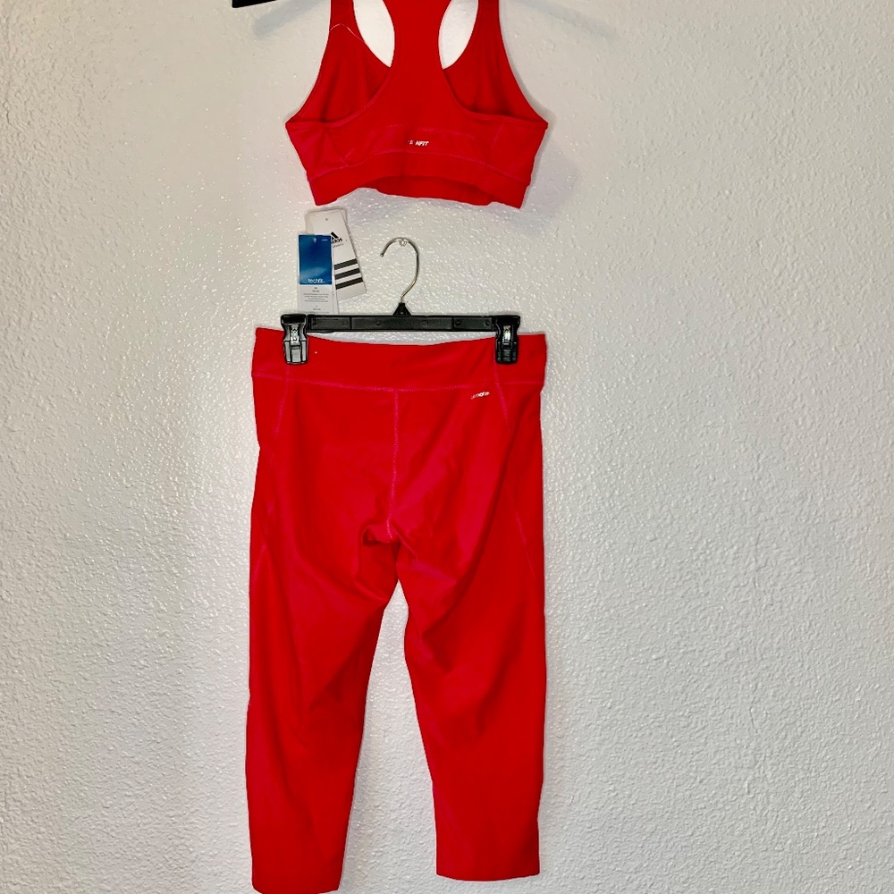 ADIDAS Techfit Red Activewear Bundle | 2 Sports Bras & Leggings | M |